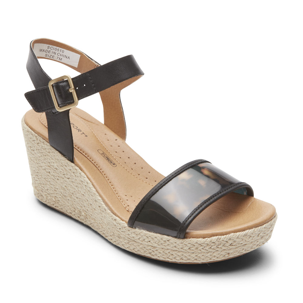 Sandalias Rockport Mujer Mexico - Lyla Ankle-Strap Negros - SLQJR5263